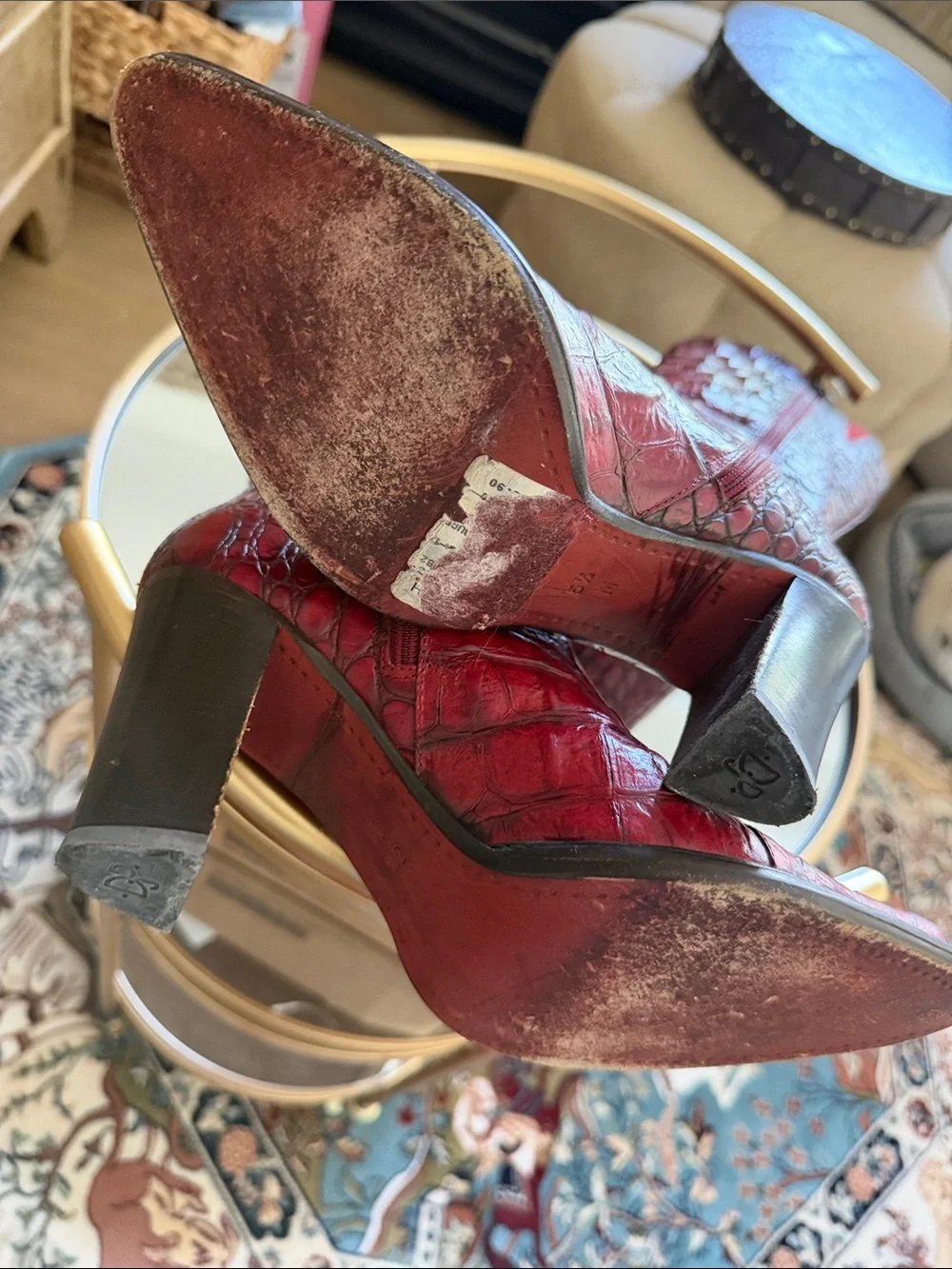 Women’s Red Croc-Embossed Boots